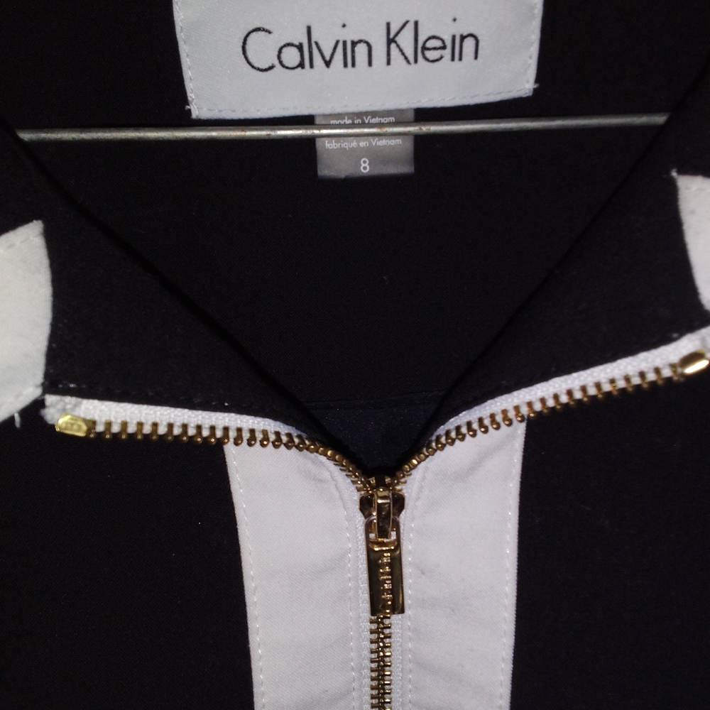 Calvin Klein Black and White Zip-Up Top